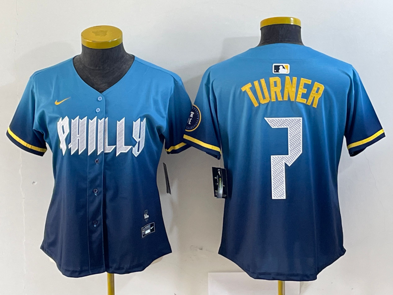Women's Trea Turner Philadelphia Phillies Blue 2024 City Connect Player Jersey