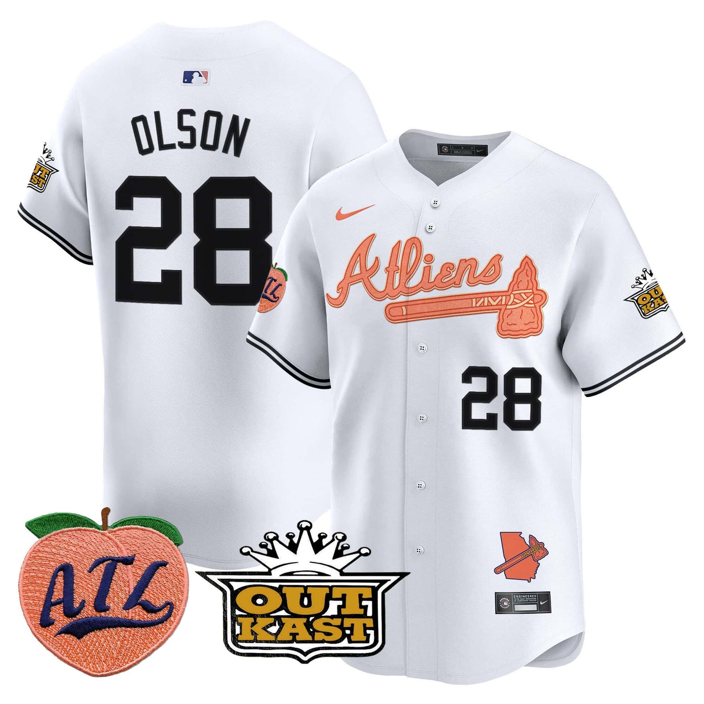 Men’s Matt Olson Atlanta Braves Atliens & Peach Vapor Premier Jersey – All Stitched