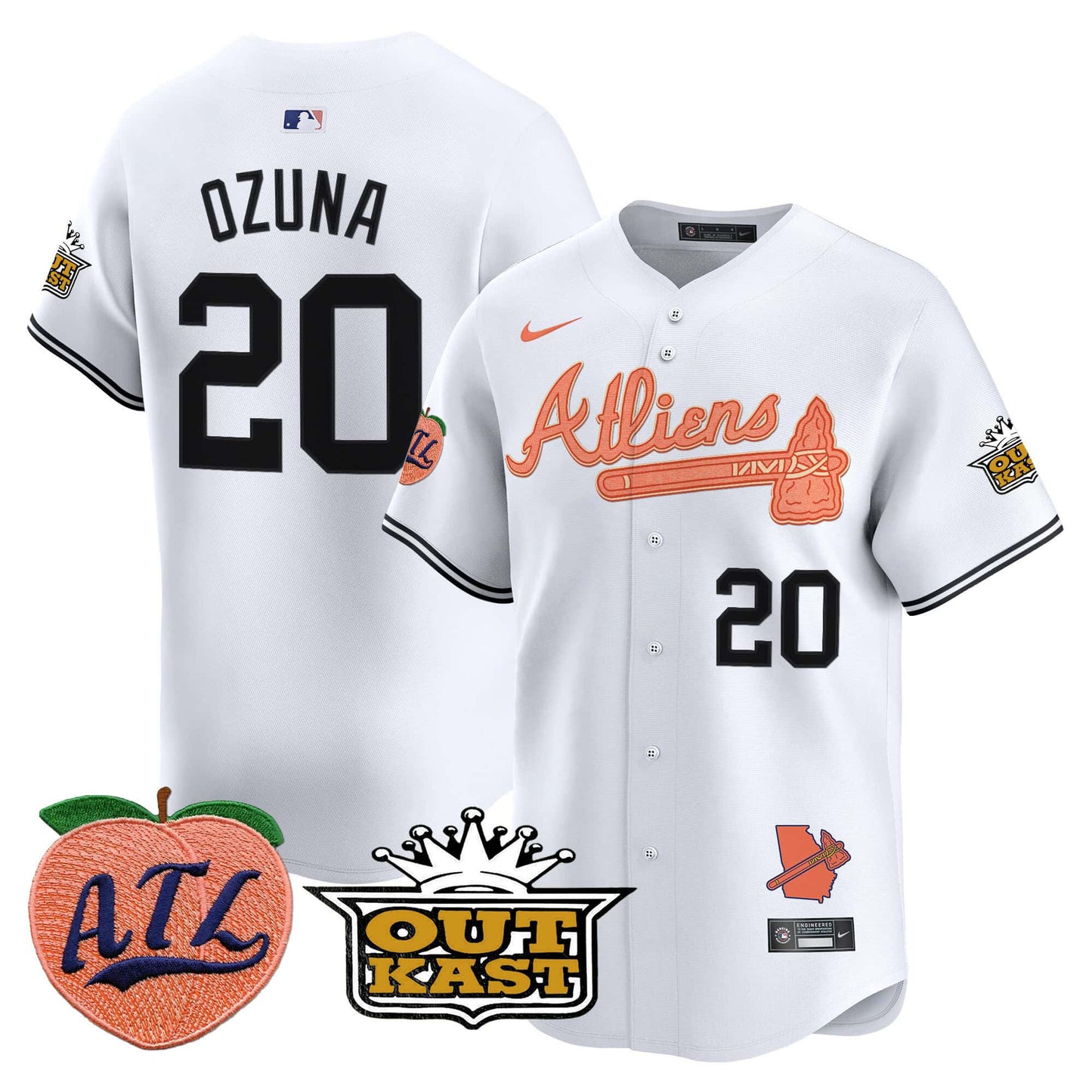 Men’s Marcell Ozuna Atlanta Braves Atliens & Peach Vapor Premier Jersey – All Stitched