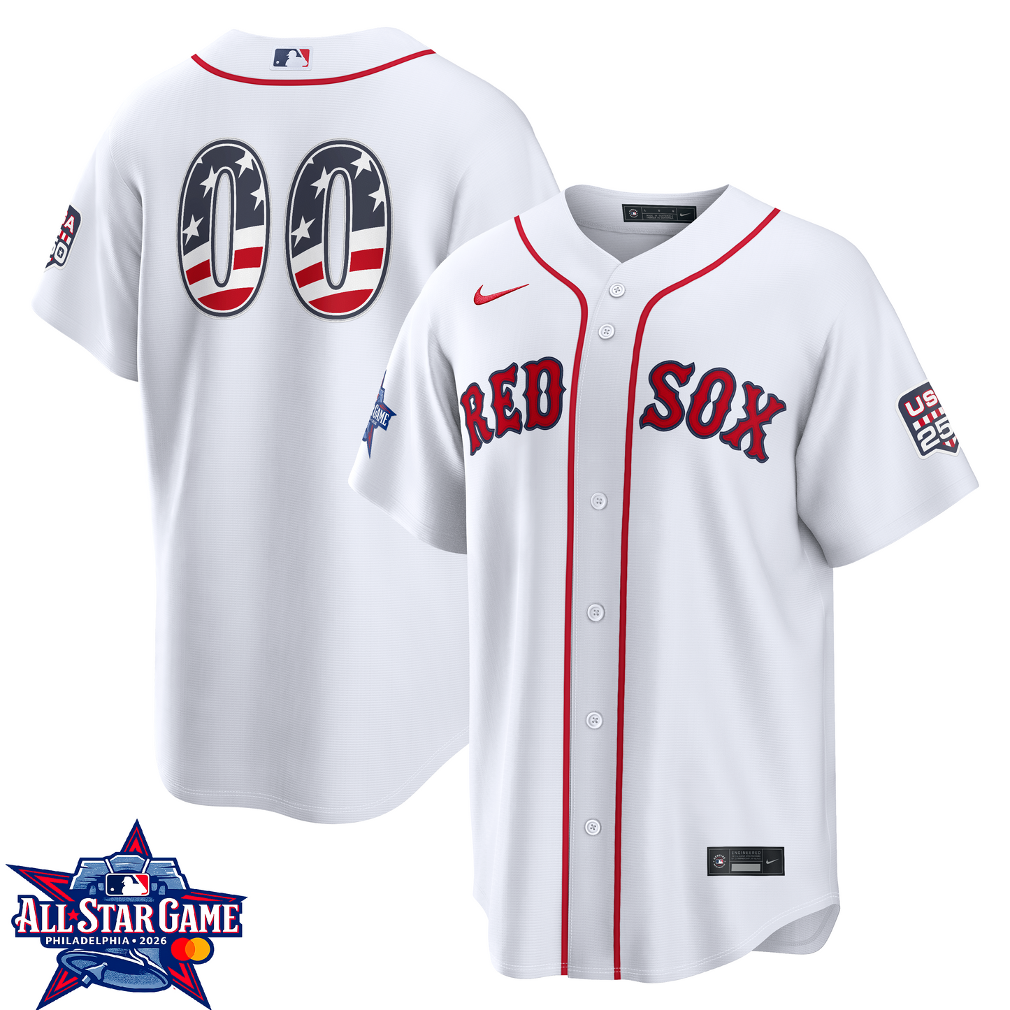 Men's 2026 All-Star Game Boston Red Sox White Jersey - CUSTOM