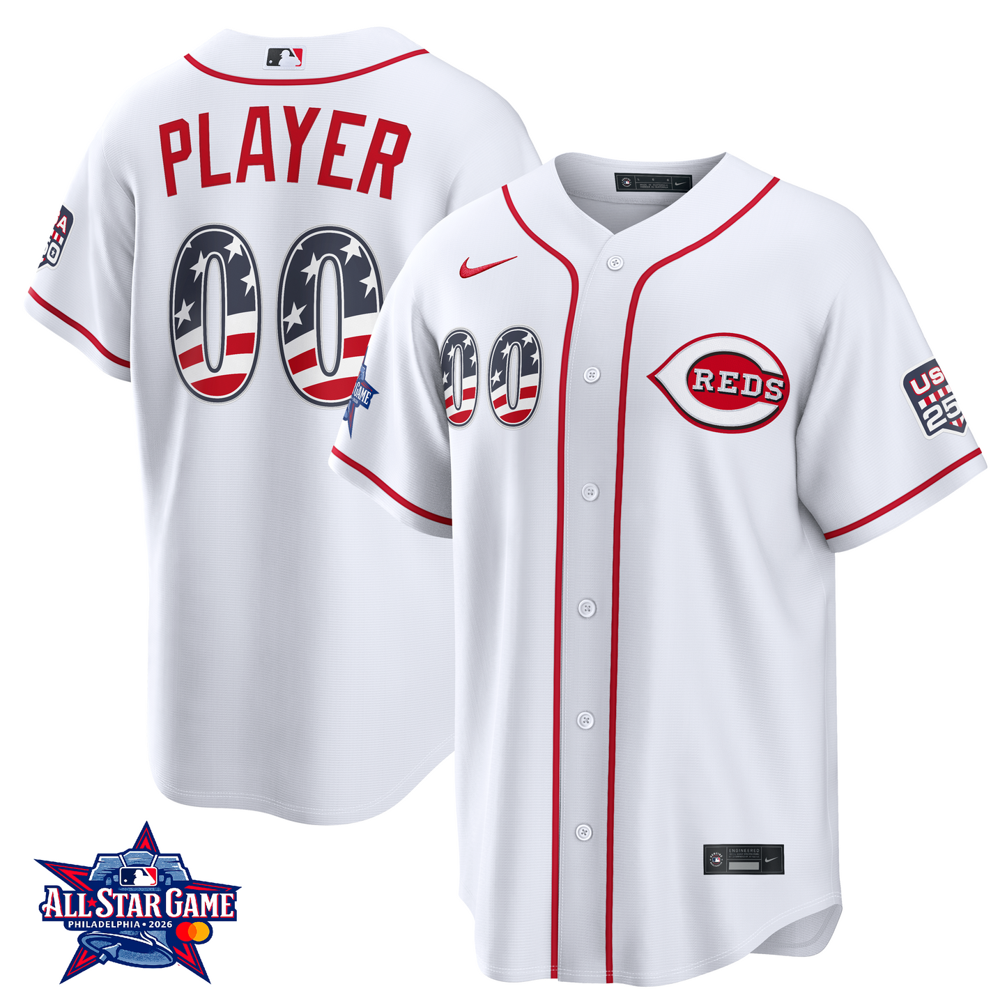 Men's Cincinnati Reds 2026 All-Star Edition Stars & Stripes CUSTOM Jersey