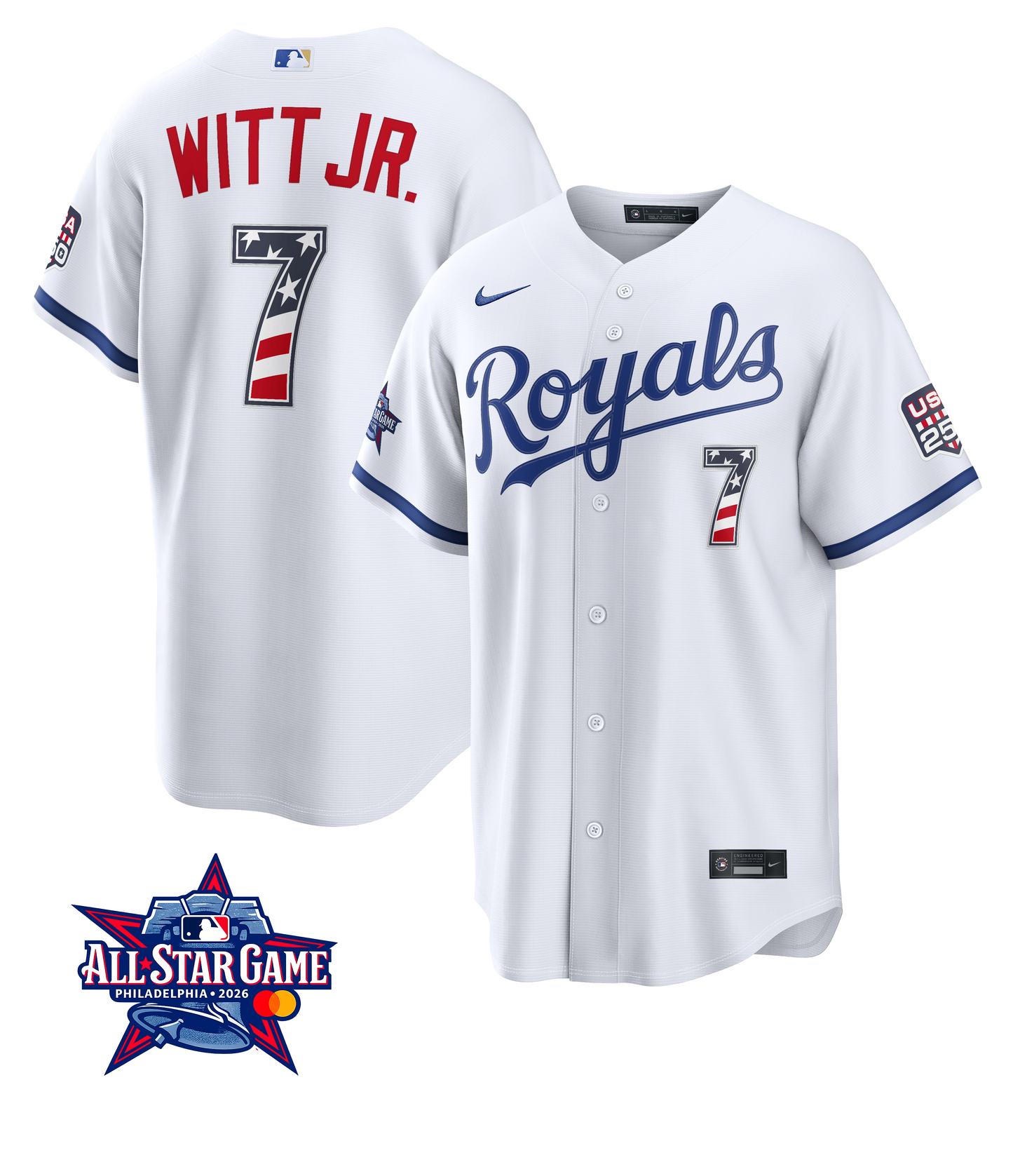 Men's Kansas City Royals Bobby Witt Jr. 2026 All-Star Edition Stars & Stripes Home Jersey
