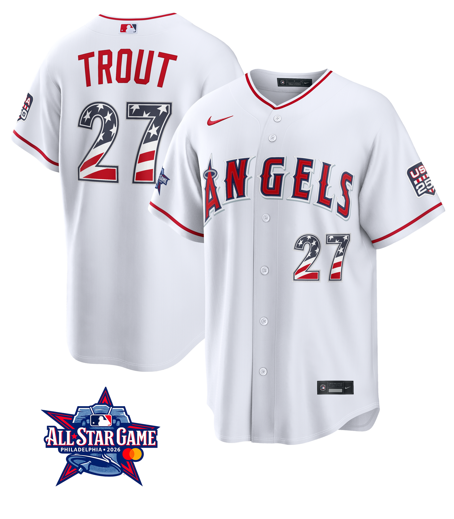 Men's Los Angeles Angels Mike Trout 2026 All-Star Edition Stars & Stripes Home Jersey