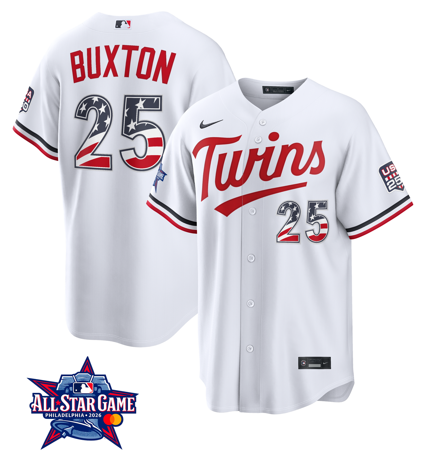 Men's KMinnesota Twins Byron Buxton 2026 All-Star Edition Stars & Stripes Home Jersey