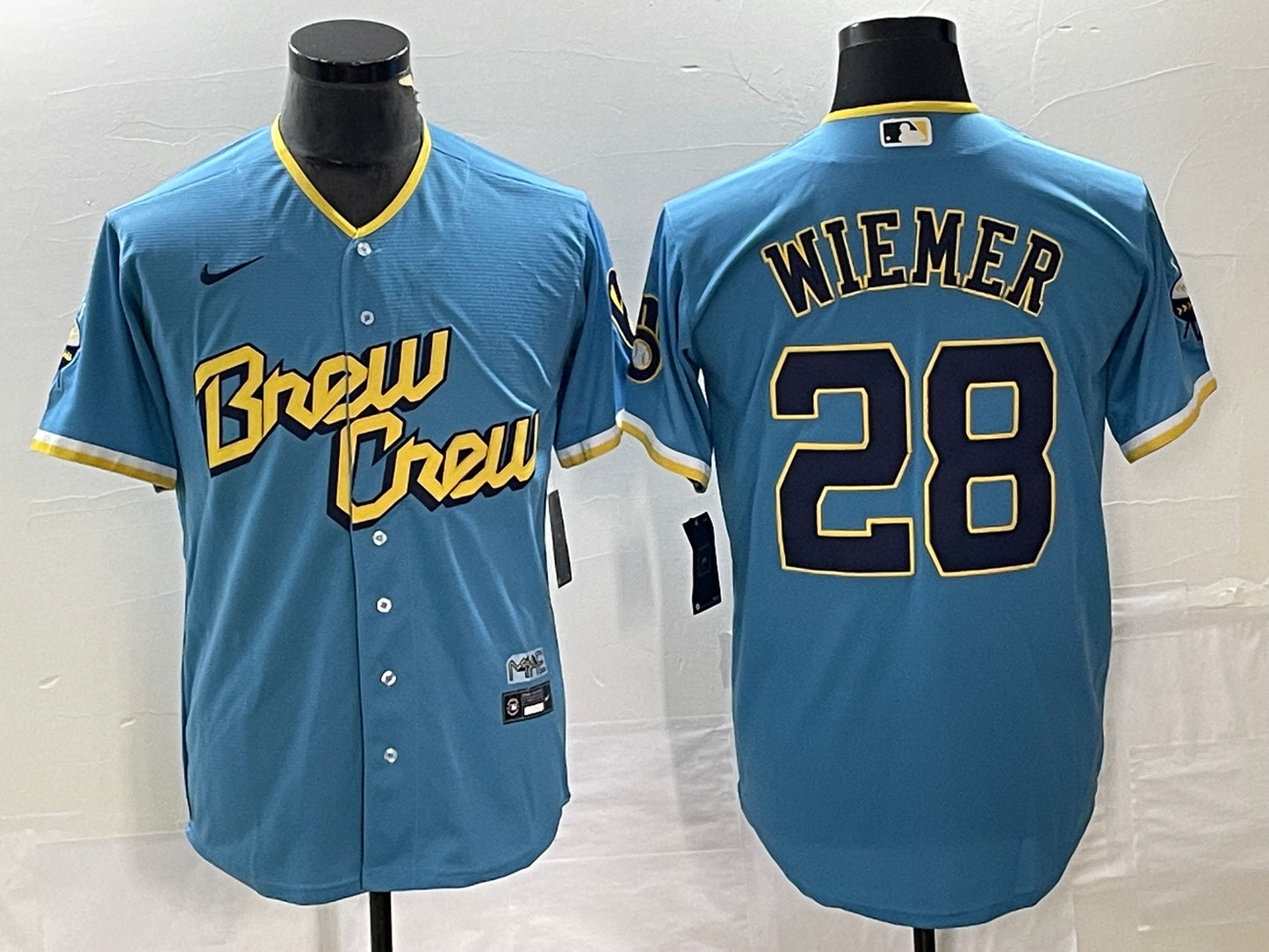 Men's Joey Wiemer Milwaukee Brewers Powder Blue 2022 City Connect Replica Player Jersey