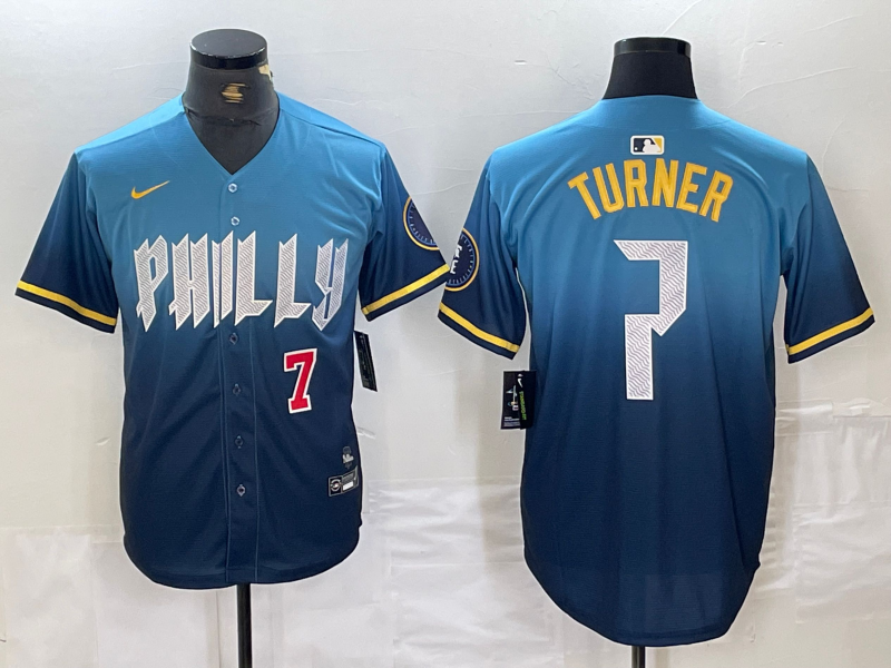 Men's Trea Turner Philadelphia Phillies Blue 2024 City Connect Player Jersey