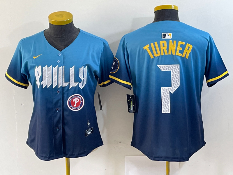 Women's Trea Turner Philadelphia Phillies Blue 2024 City Connect Player Jersey