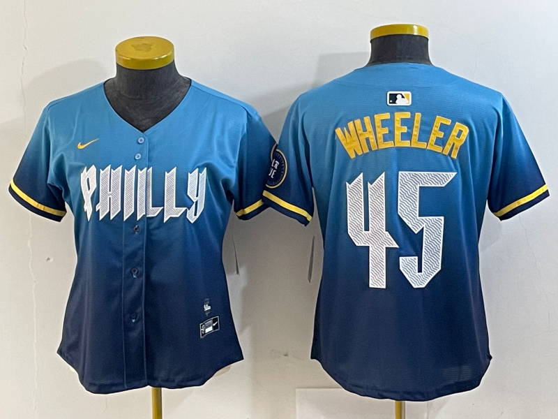 WOMEN Zack Wheeler Philadelphia Phillies Blue 2024 City Connect Player Jersey
