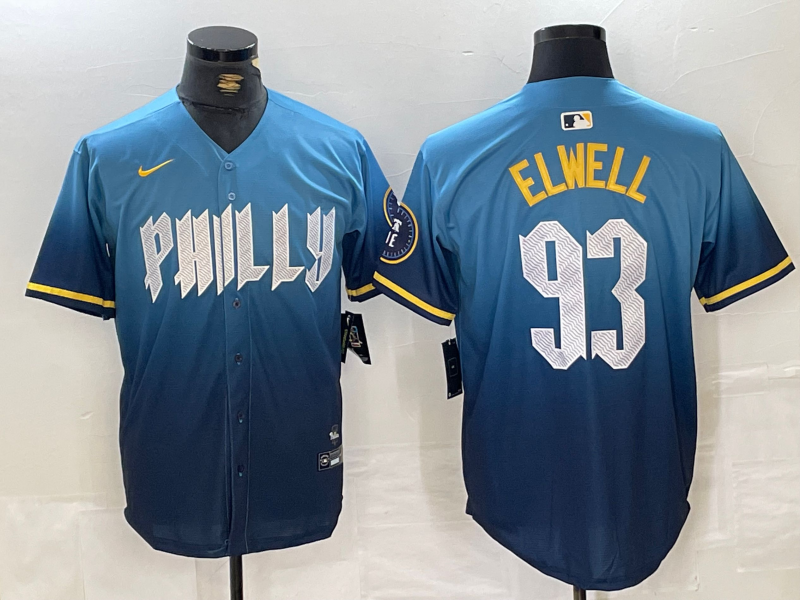 Men's Elwell #93 Philadelphia Phillies Blue 2024 City Connect Player Jersey