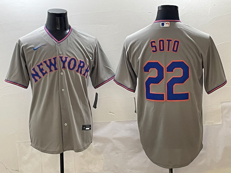 Men's Juan Soto #22 New York Mets Player Gray Jersey