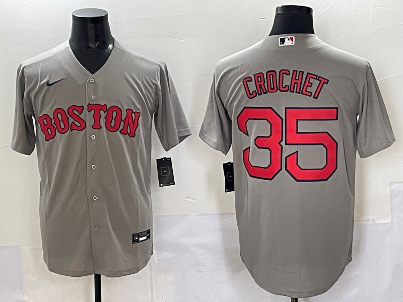 Men's Boston Red Sox Garrett Crochet #35 Gray Jersey