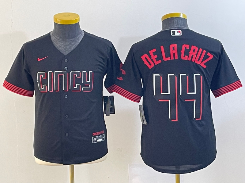 Youth Cincinnati Reds Elly De La Cruz Black 2023 City Connect Replica Player Jersey