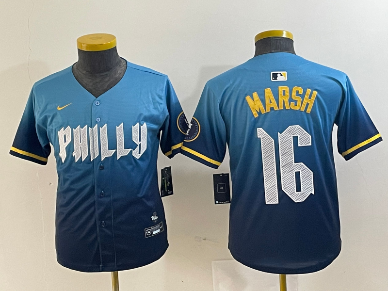 YOUTH BRANDON MARSH Philadelphia Phillies Blue 2024 City Connect Player Jersey