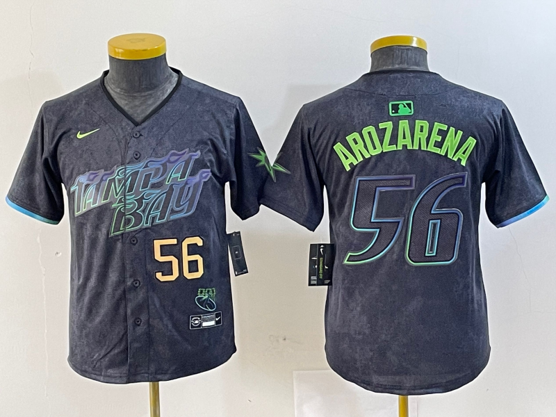 YOUTH Randy Arozarena Tampa Bay Rays Charcoal 2024 City Connect Player Jersey