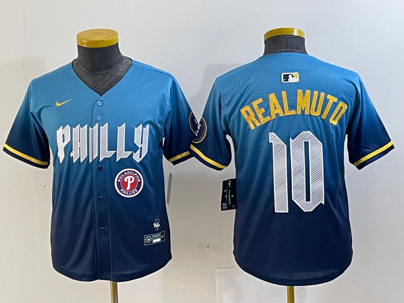 YOUTH J.T. Realmuto Philadelphia Phillies Blue 2024 City Connect Player Jersey