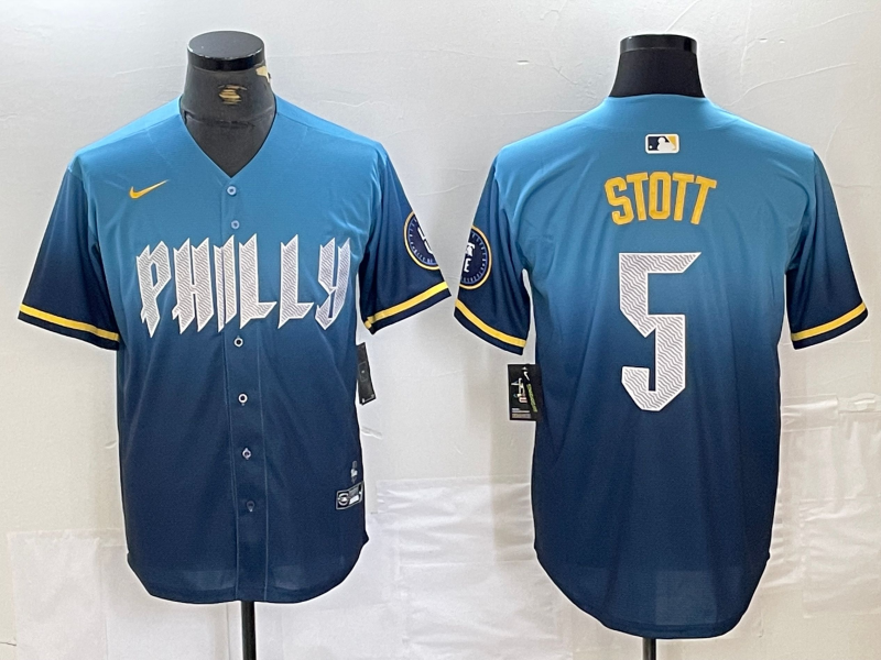 Men's Bryson Stott Philadelphia Phillies Blue 2024 City Connect Player Jersey