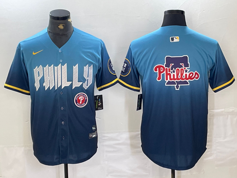 Men's Philadelphia Phillies Blue 2024 City Connect Player Jersey