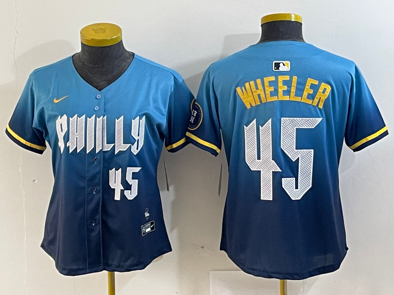 WOMEN Zack Wheeler Philadelphia Phillies Blue 2024 City Connect Player Jersey