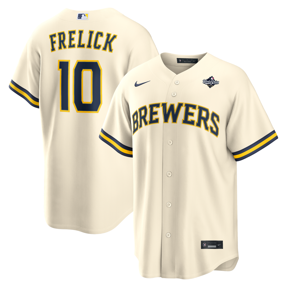 Men's Milwaukee Brewers Sal Frelick Cream 2026 World Series Home Jersey