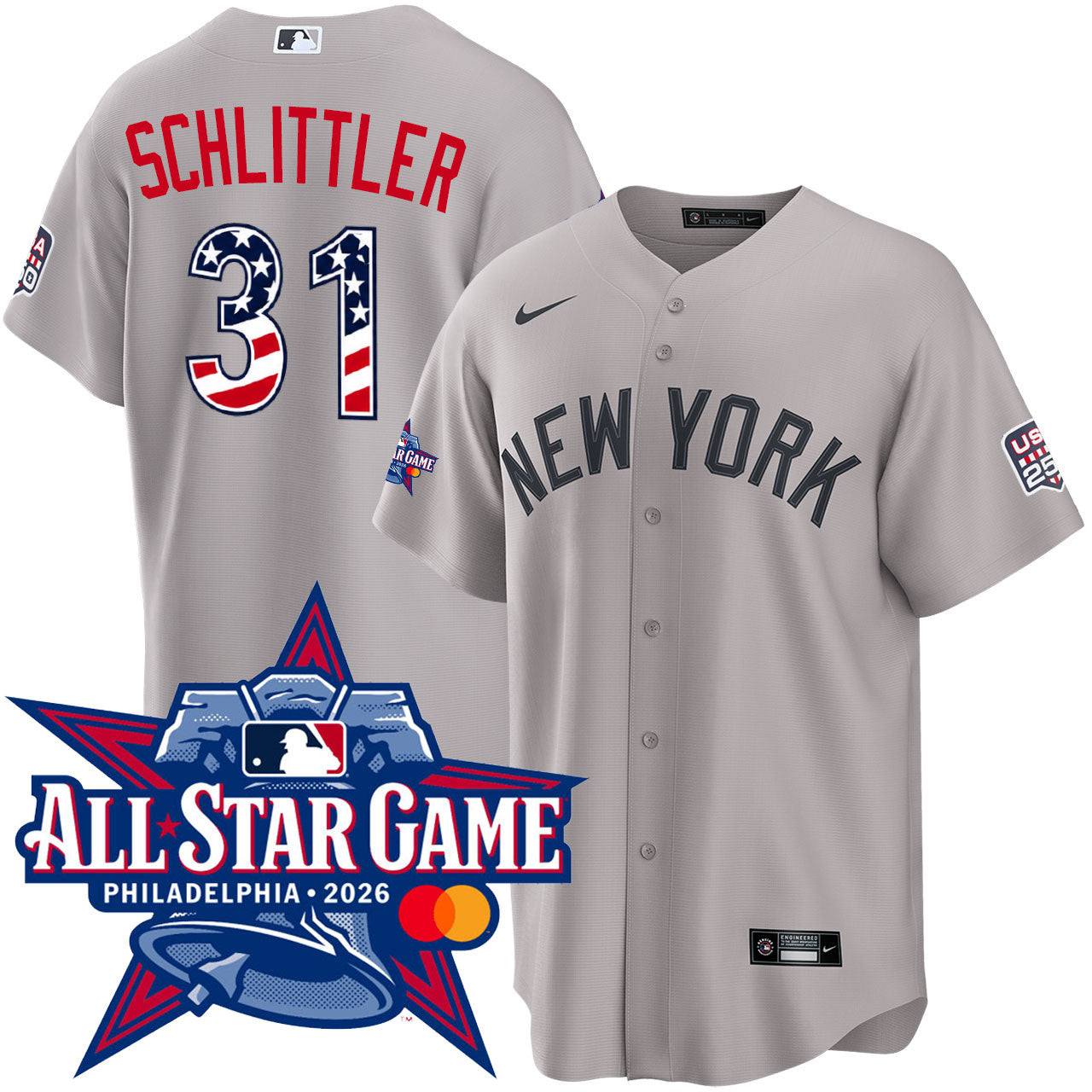 Men's Cam Schlittler New York Yankees 2026 All-Star Edition Stars & Stripes Road Jersey