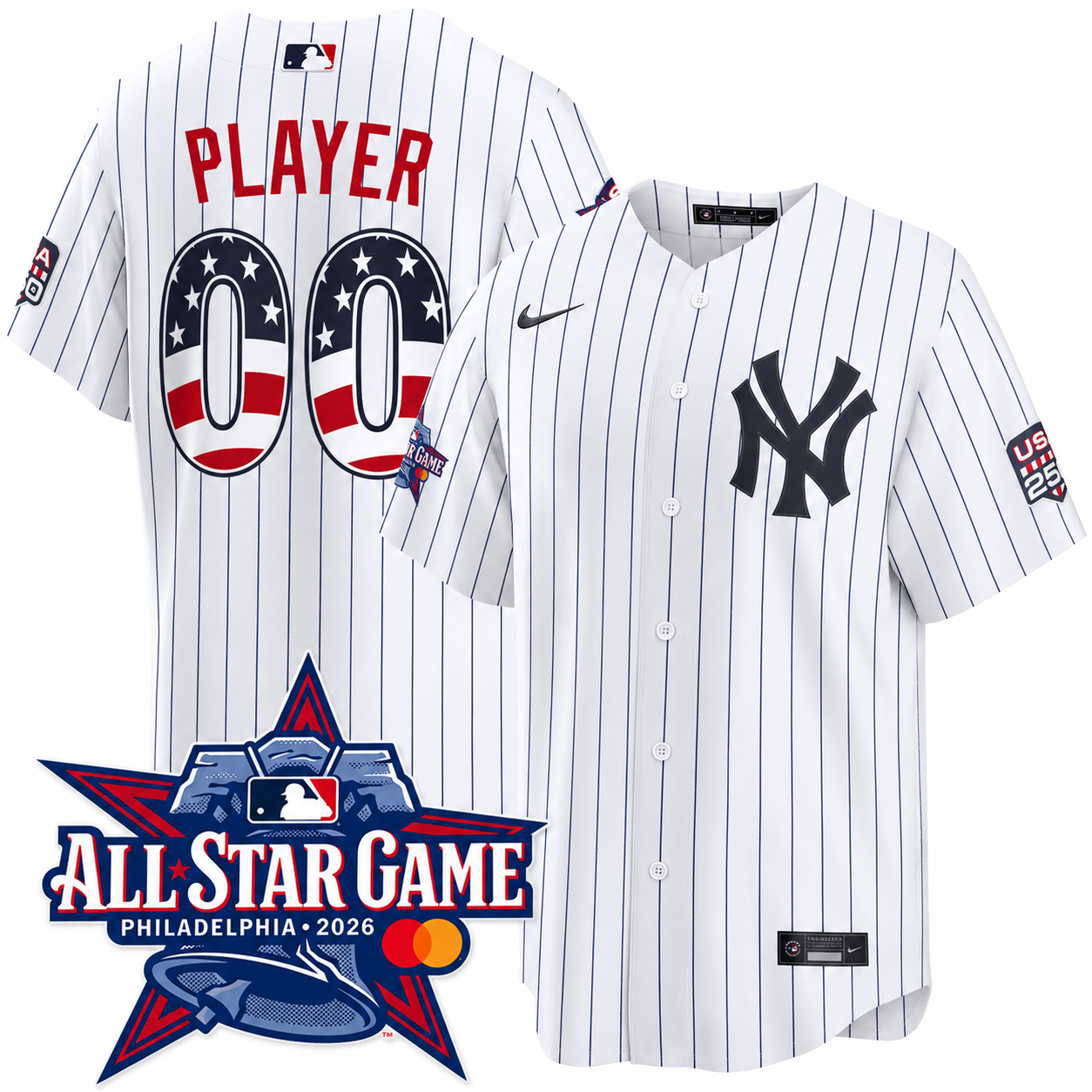 Men's New York Yankees 2026 All-Star Edition Stars & Stripes Home CUSTOM Jersey