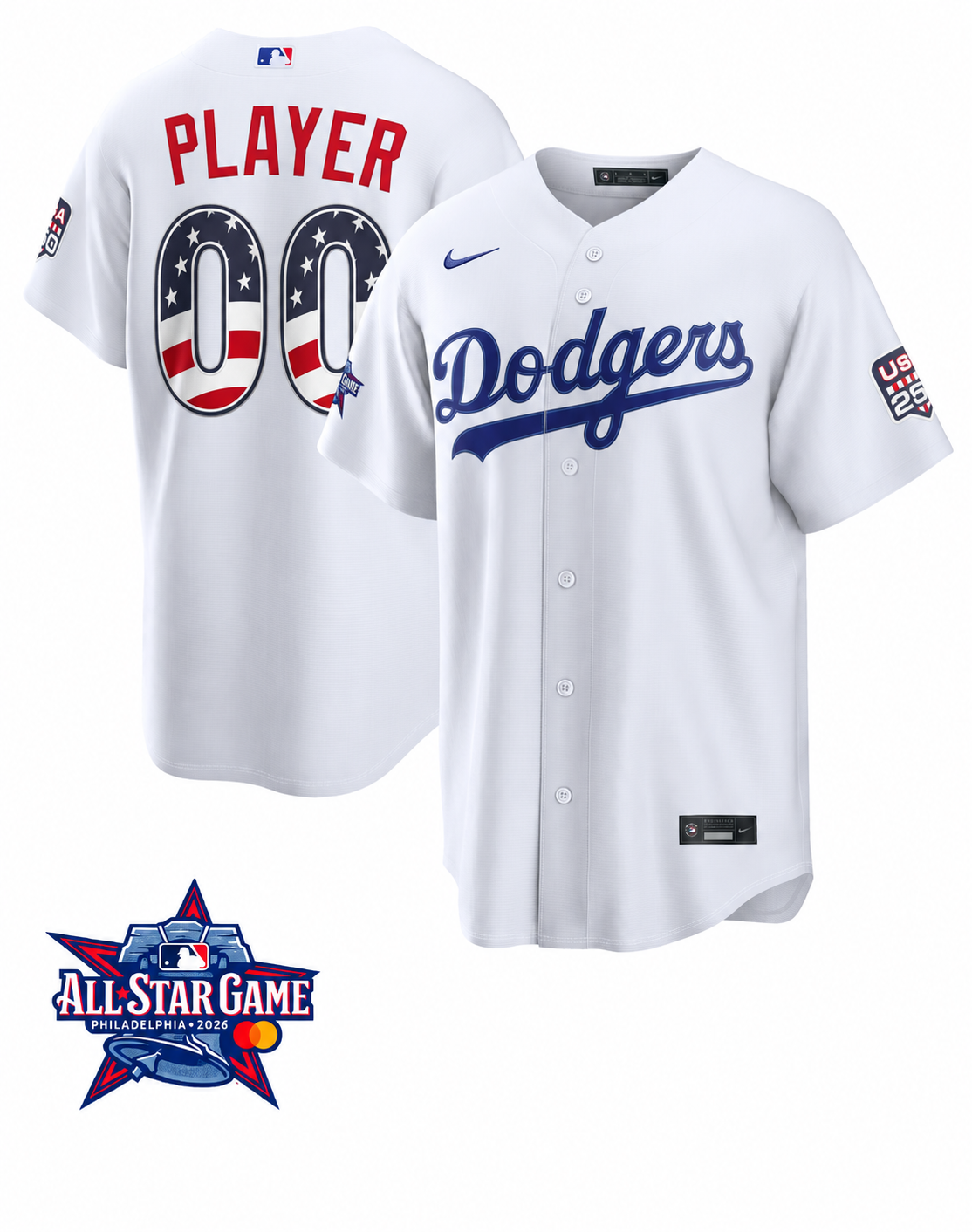 Men's Los Angeles Dodgers 2026 All-Star Edition Stars & Stripes Home CUSTOM Jersey