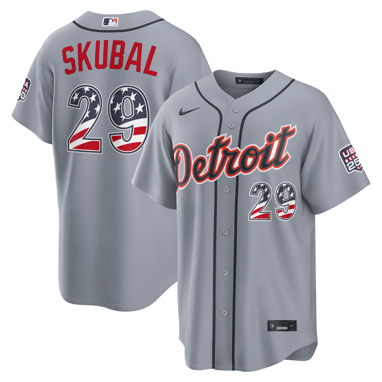 Men's Detroit Tigers Tarik Skubal Gray USA 250 Fourth of July Jersey