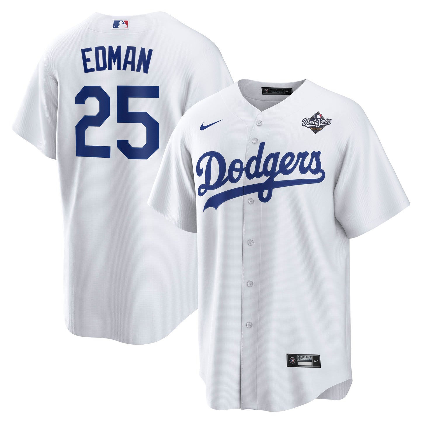 Men's Los Angeles Dodgers Tommy Edman White 2025 World Series Home Player Jersey