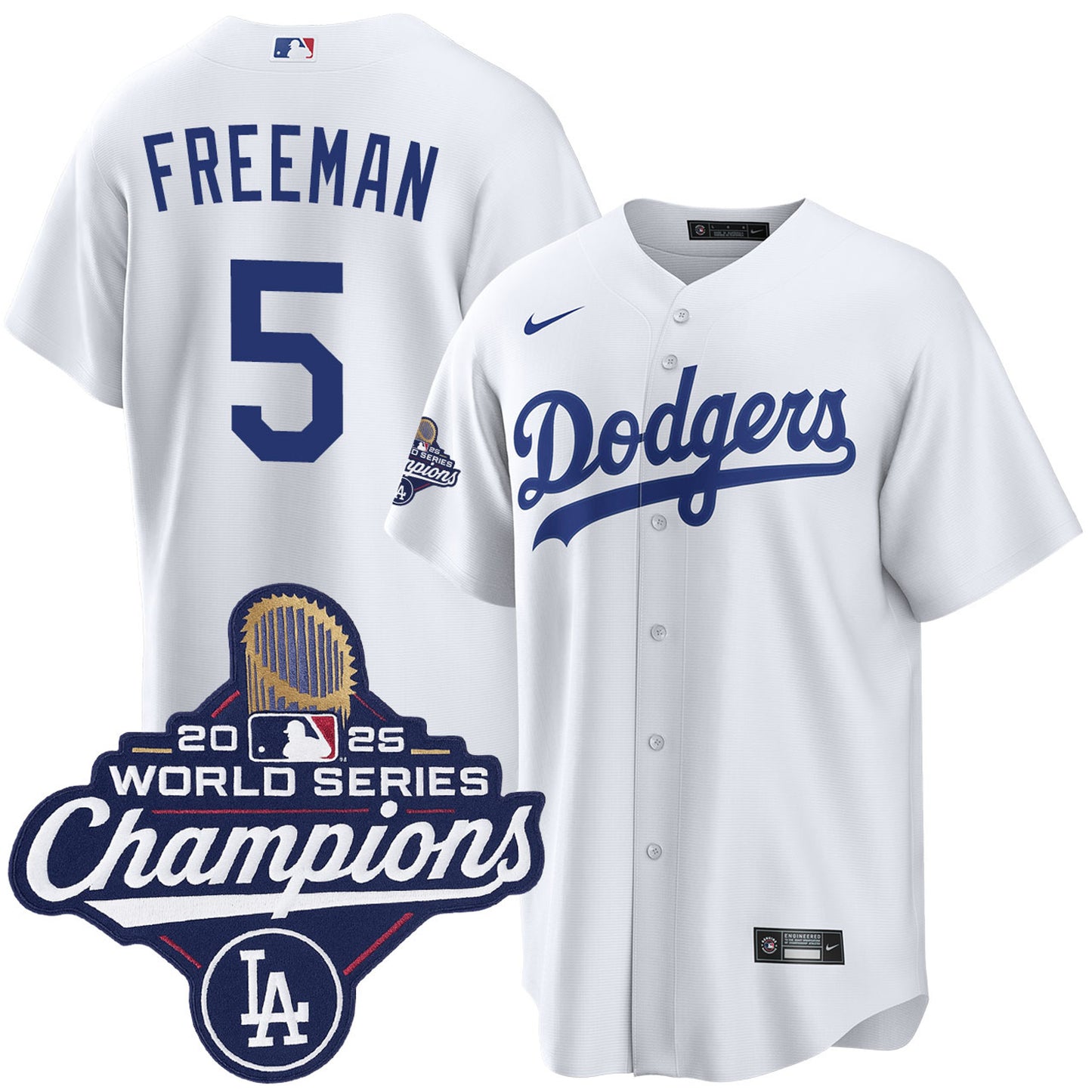 Men's Los Angeles Dodgers Freddie Freeman White 2025 World Series Champions Home Jersey