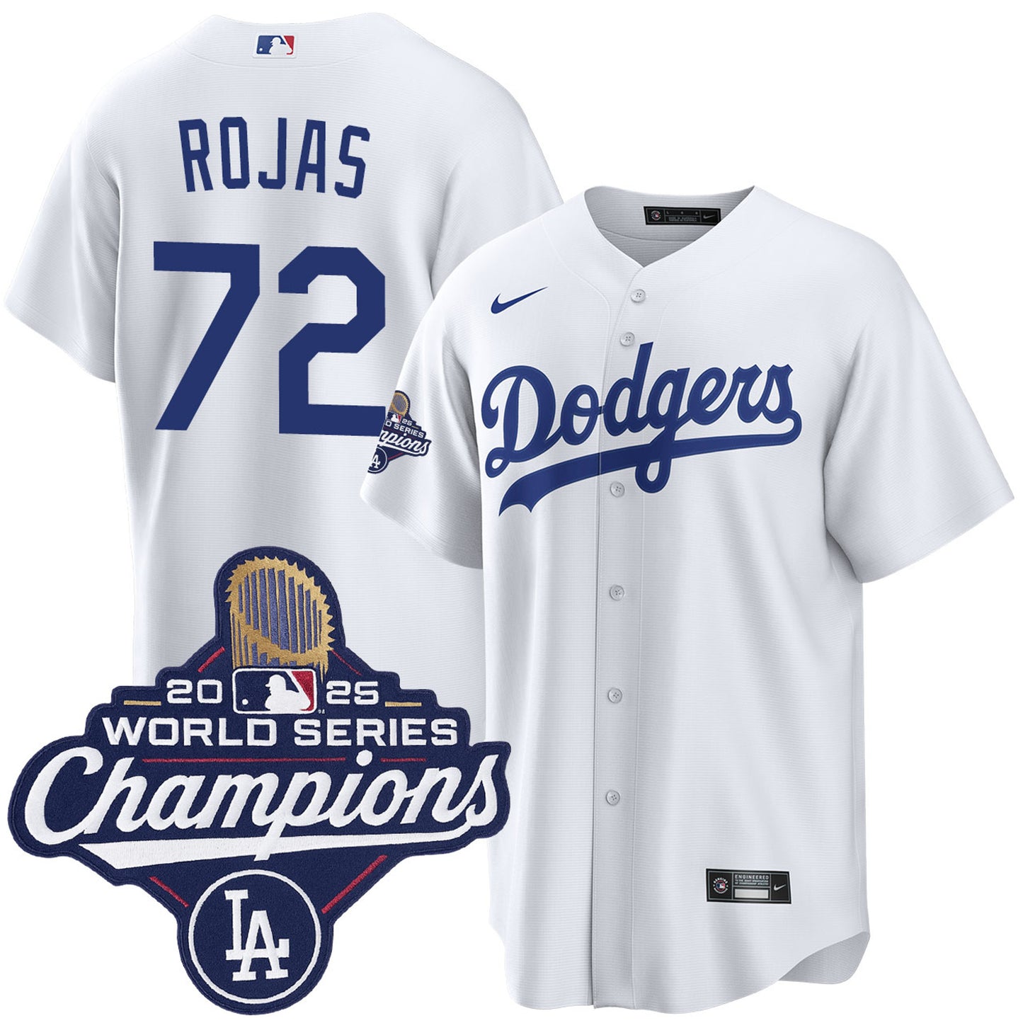 Men's Los Angeles Dodgers Miguel Rojas White 2025 World Series Champions Home Jersey