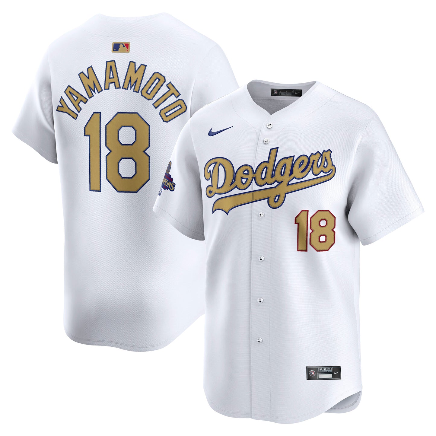 Men's Los Angeles Dodgers Yoshinobu Yamamoto White 2025 Gold Collection Jersey
