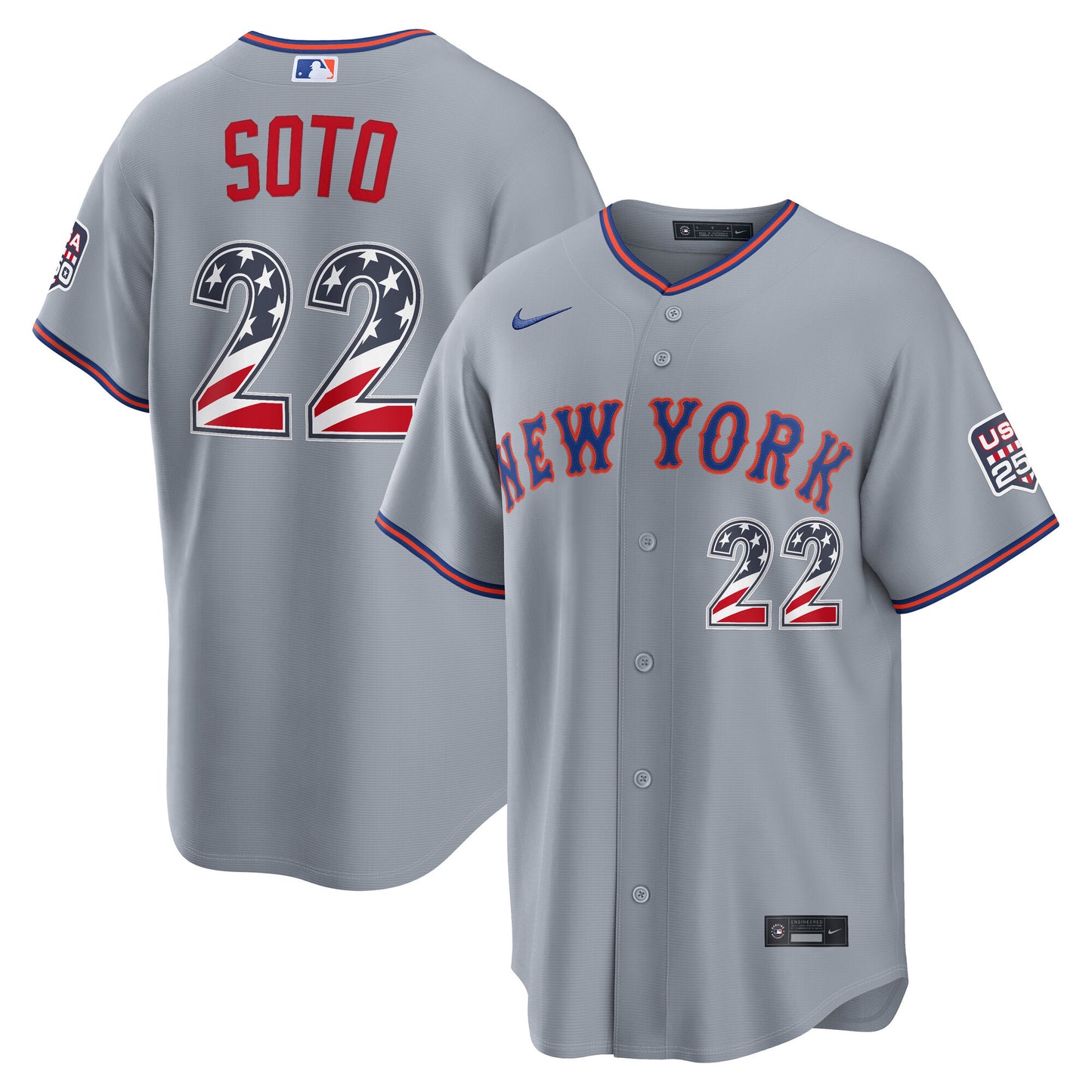 Men's New York Mets Juan Soto Gray USA 250 Fourth of July Jersey