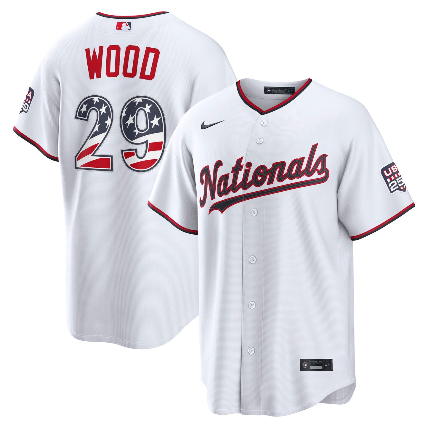 Men's Washington Nationals James Wood White USA 250 Fourth of July Jersey