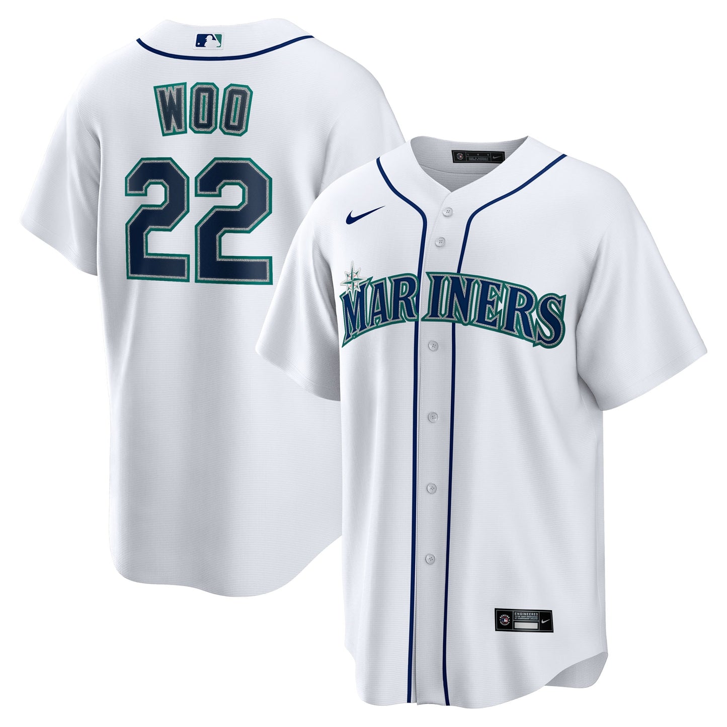 Men's Seattle Mariners Bryan Woo Nike White Home Jersey