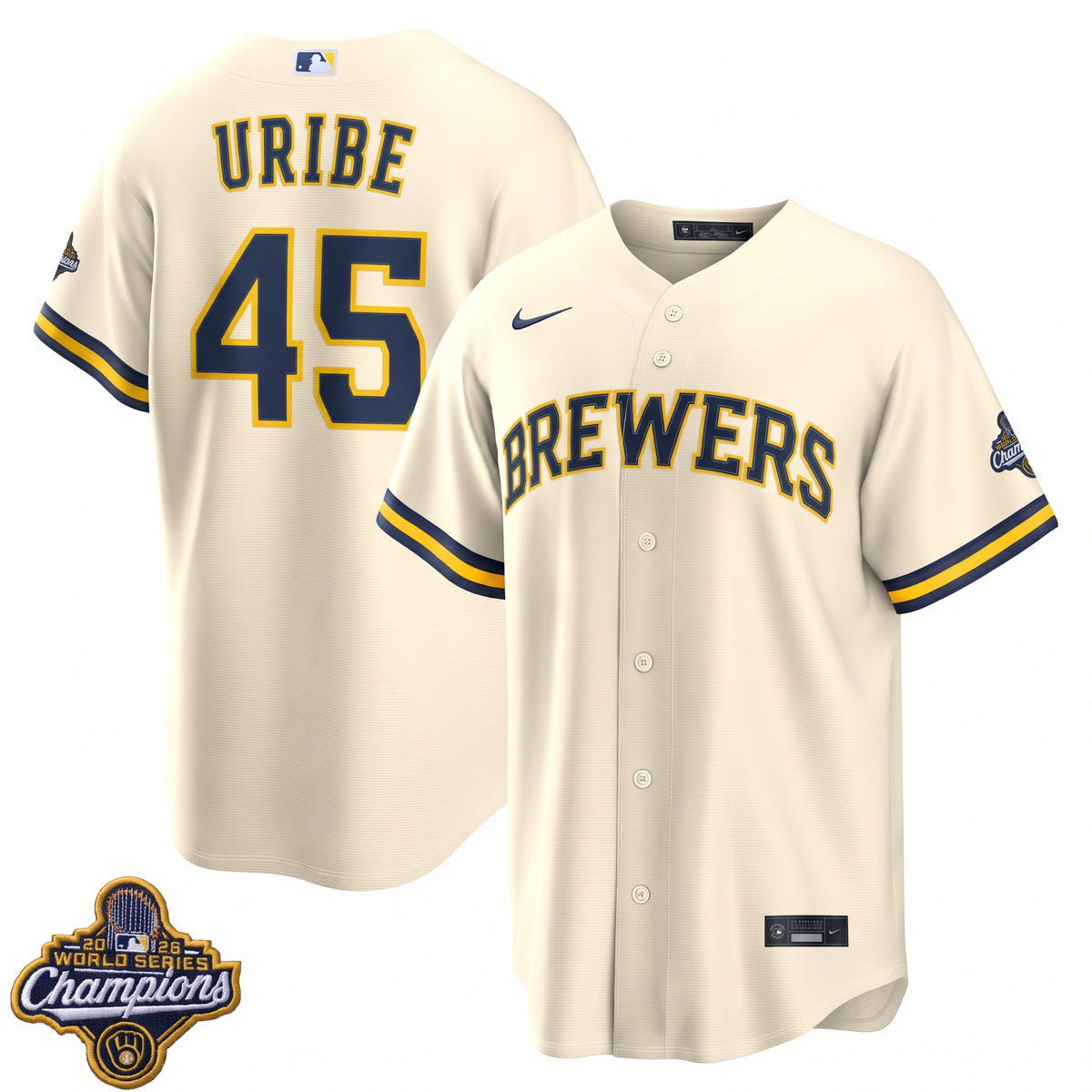 Men's Abner Uribe Milwaukee Brewers 2026 World Series Champions Home Jersey