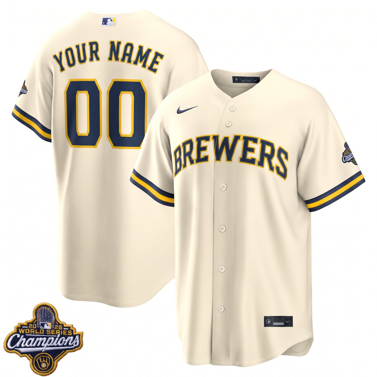 Men's Milwaukee Brewers Personalized 2026 World Series Champions Home Jersey