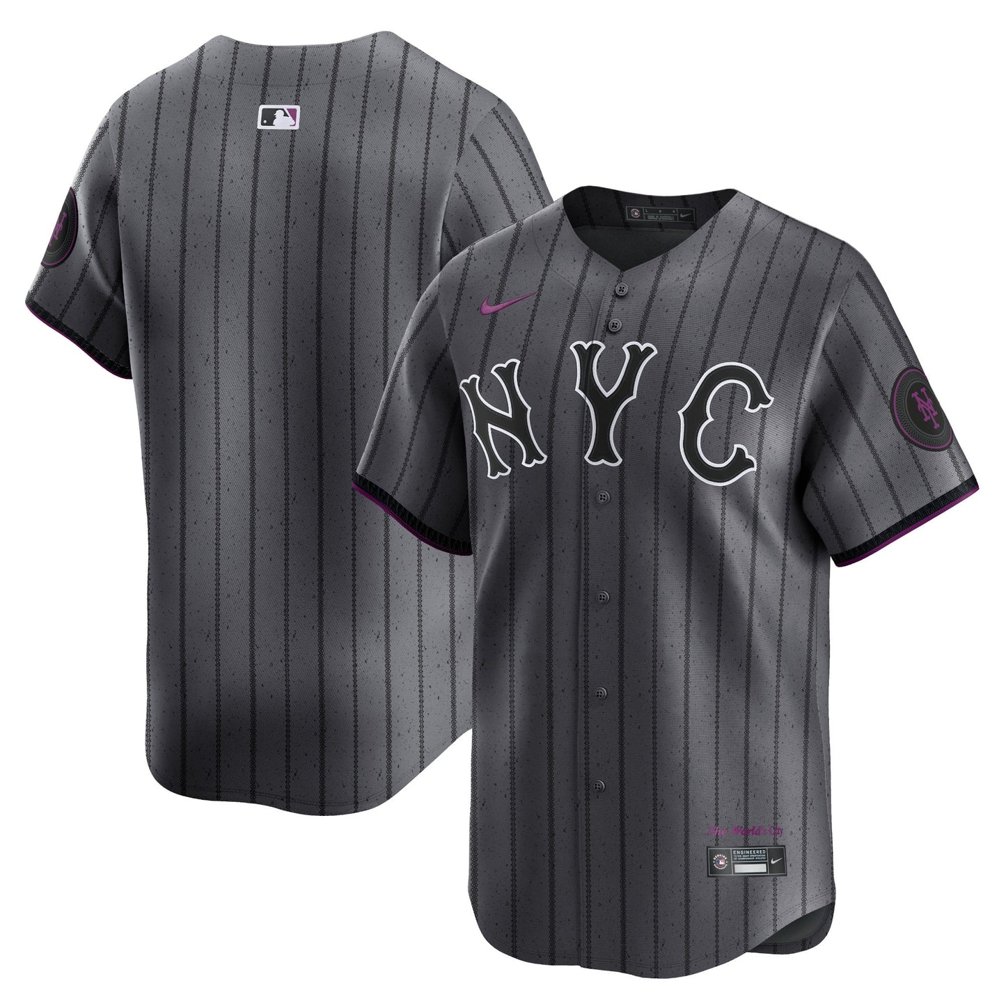 YOUTH New York Mets Graphite 2024 City Connect Player Jersey - CUSTOM
