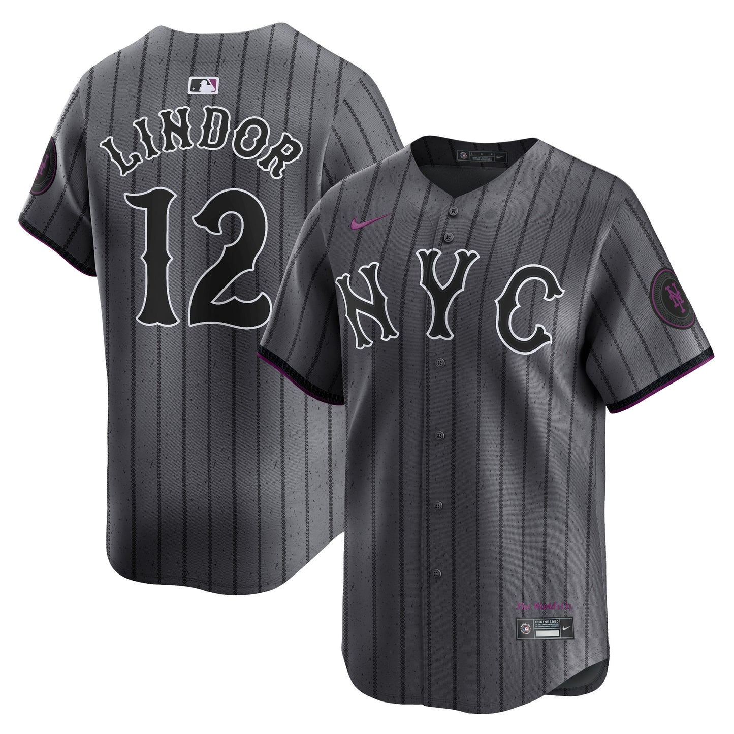 Men's New York Mets Francisco Lindor Graphite 2024 City Connect Player Jersey