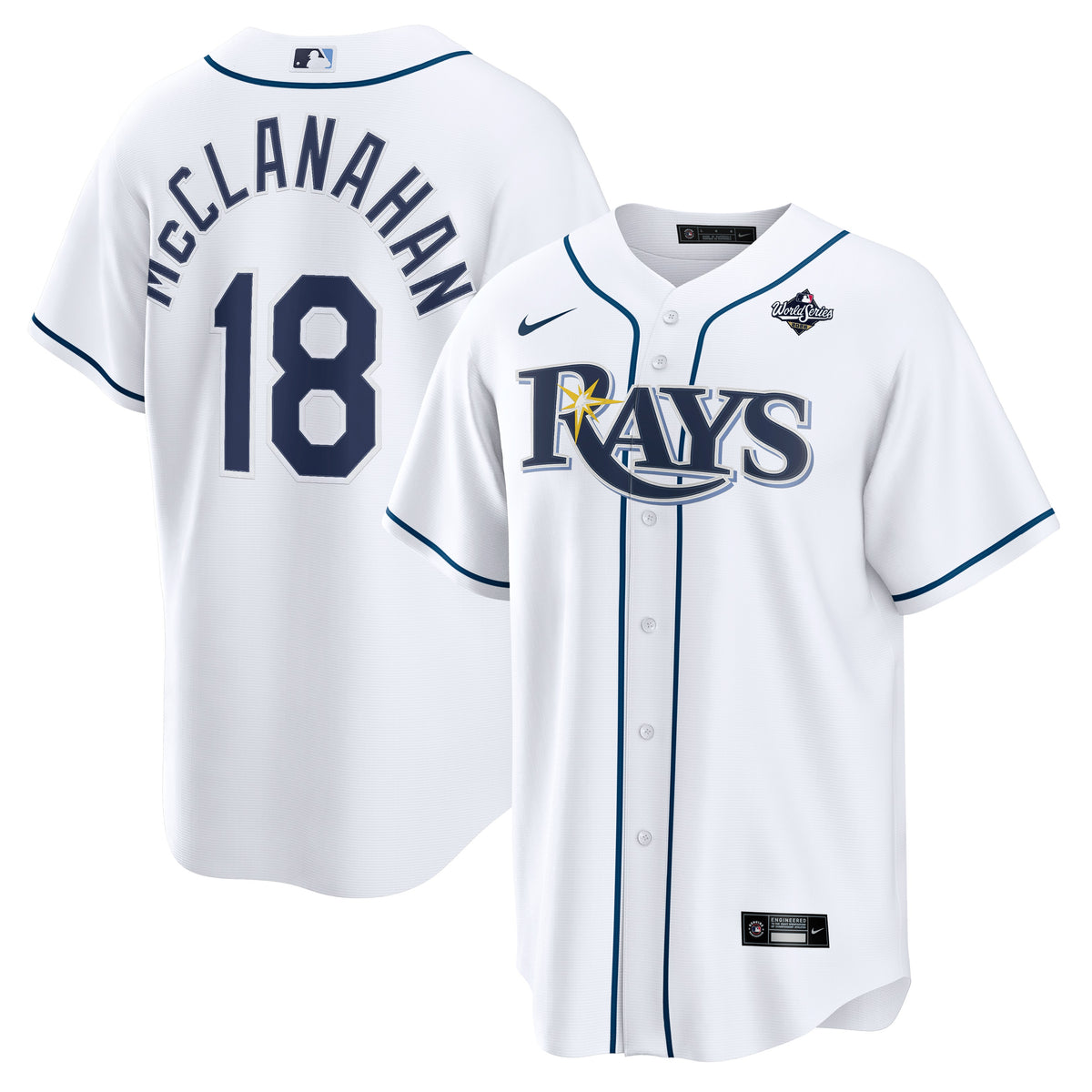Men's Tampa Bay Rays Shane McClanahan White 2026 World Series Home Jersey