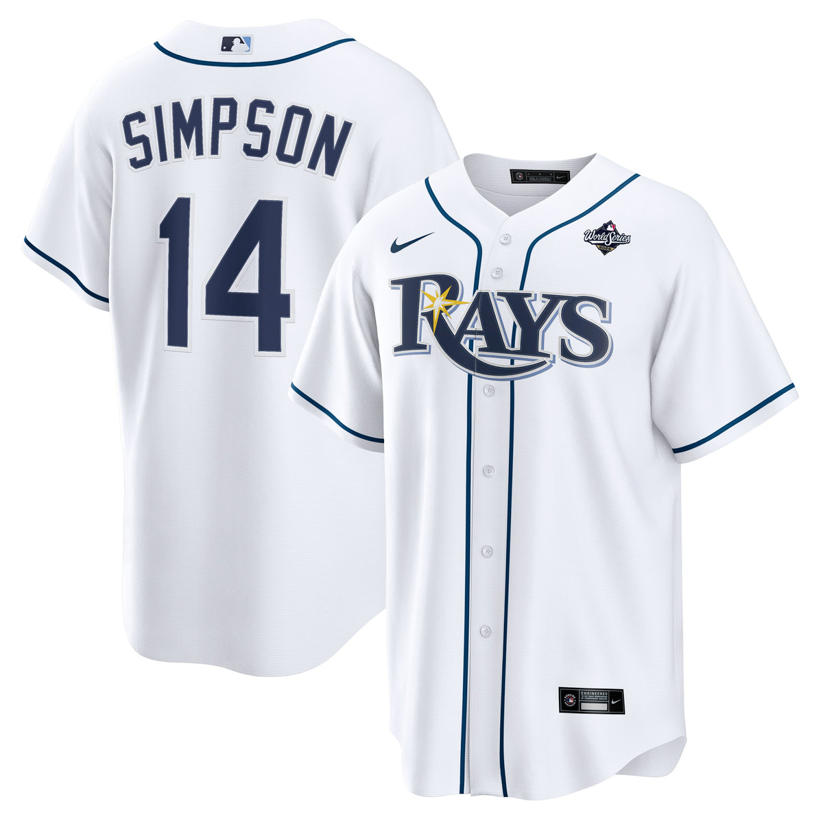 Men's Tampa Bay Rays Chandler Simpson White 2026 World Series Home Jersey