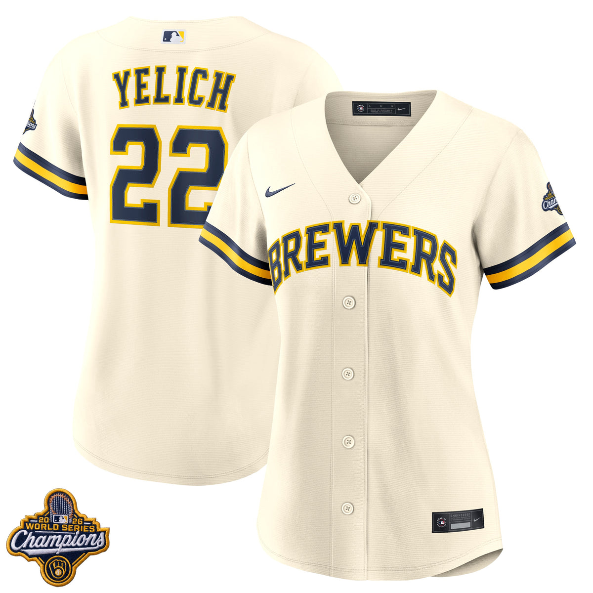 Women's Christian Yelich Milwaukee Brewers 2026 World Series Champions Home Jersey
