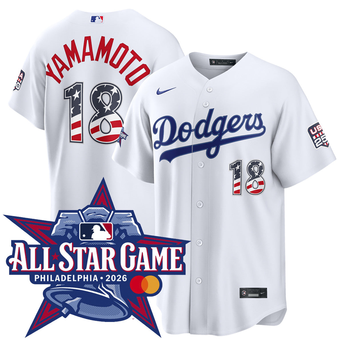 Men's Yoshinobu Yamamoto Los Angeles Dodgers 2026 All-Star Edition Stars & Stripes Home Jersey