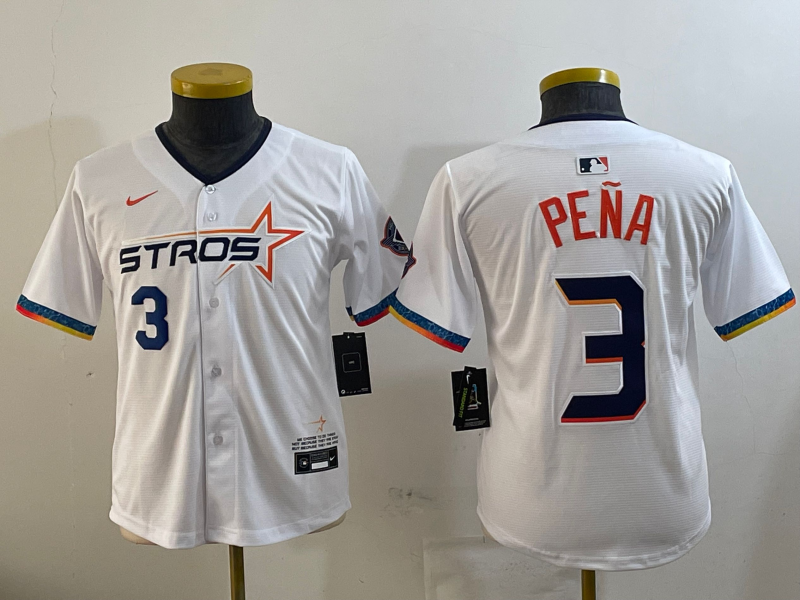 YOUTH Houston Astros Jeremy Peña White 2025 City Connect Player Jersey