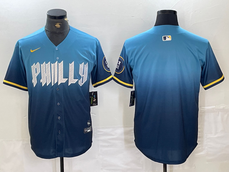 Men's CUSTOM Philadelphia Phillies Blue 2024 City Connect Player Jersey
