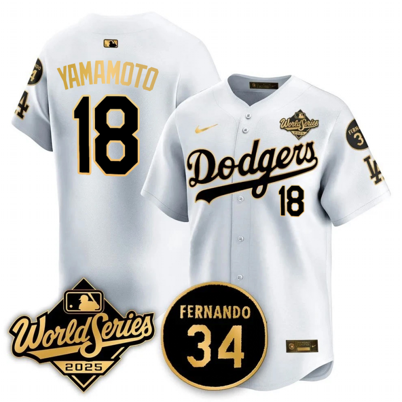 Men's Yoshinobu Yamamoto Los Angeles Dodgers 2025 World Series Champions Black/Gold/White Jersey