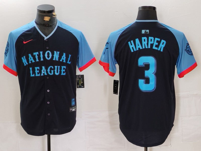 YOUTH Bryce Harper National League Navy 2024 All-Star Game Player Jersey