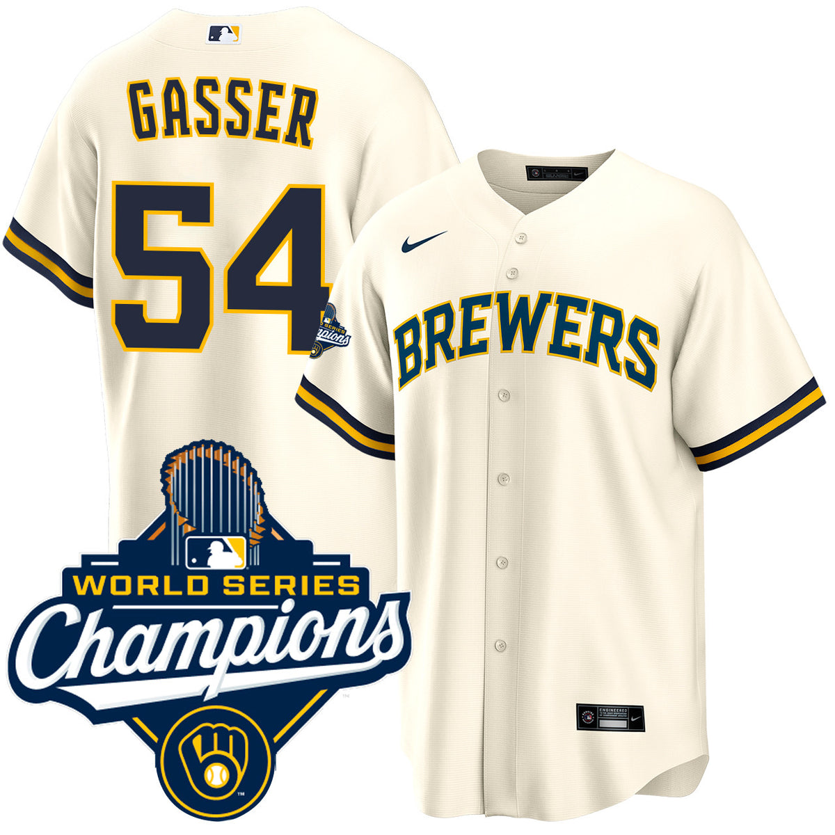 Men's Robert Gasser Milwaukee Brewers 2026 World Series Champions Home Jersey
