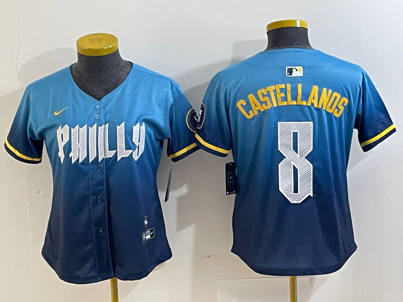 WOMEN Nick Castellanos Philadelphia Phillies Blue 2024 City Connect Player Jersey