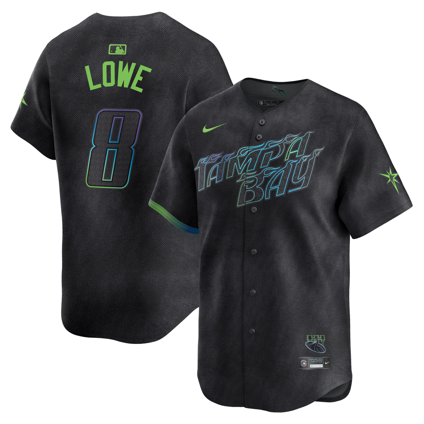 Men's Tampa Bay Rays BRANDON LOWE Charcoal 2024 City Connect Player Jersey
