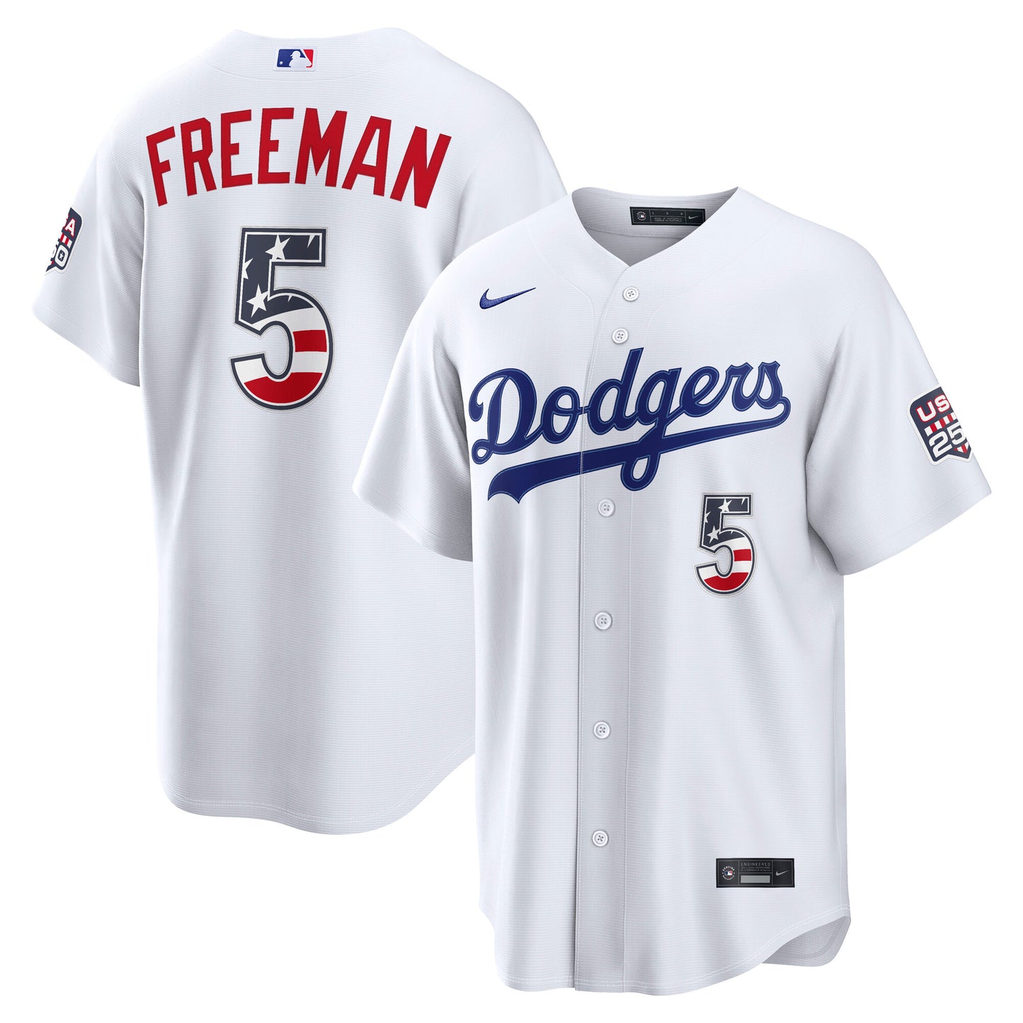 Men's Los Angeles Dodgers Freddie Freeman White USA 250 Fourth of July Jersey